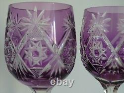 2 Anciens Verres A Vin Roemer Cristal Double Colore Violet