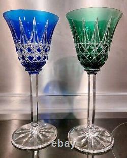 2 Anciens verres Roemer Vin cristal doublé de st Louis modèle Tarn couleurs