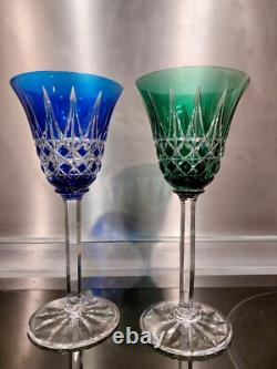 2 Anciens verres Roemer Vin cristal doublé de st Louis modèle Tarn couleurs
