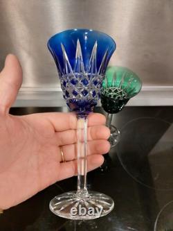 2 Anciens verres Roemer Vin cristal doublé de st Louis modèle Tarn couleurs