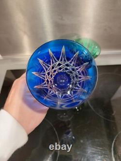 2 Anciens verres Roemer Vin cristal doublé de st Louis modèle Tarn couleurs