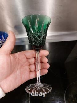 2 Anciens verres Roemer Vin cristal doublé de st Louis modèle Tarn couleurs