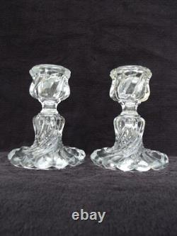 2 Bougeoir Pied de Photophore girandoles cristal baccarat bambou Ancien