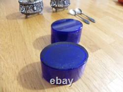 2 Salieres Anciennes Cristal Baccarat + Montures + Cuilleres Argent Minerve