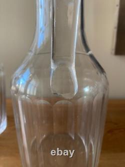 2 anciennes Verseuses / Carafes en cristal taillé et gravé d' 1 couronne