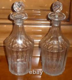 2 anciennes carafes en cristal Baccarat XIXème cave à liqueur Napoléon III