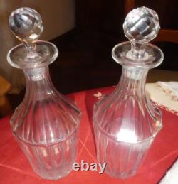 2 anciennes carafes en cristal Baccarat XIXème cave à liqueur Napoléon III