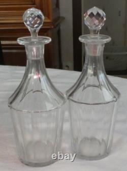 2 anciennes carafes en cristal Baccarat XIXème cave à liqueur Napoléon III
