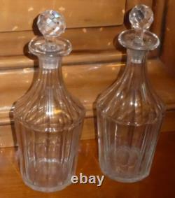 2 anciennes carafes en cristal Baccarat XIXème cave à liqueur Napoléon III