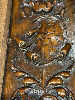 2 anciens Panneaux De Boiserie Epok XIXe En Noyer sculptéa Décor D Étoiles