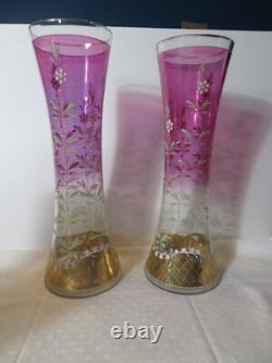 2 anciens grands vase émaillé en cristal