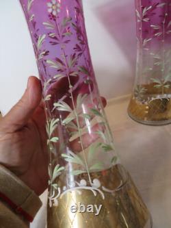 2 anciens grands vase émaillé en cristal