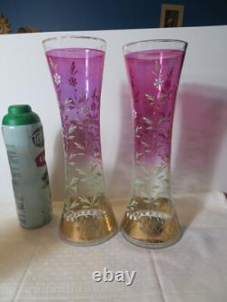 2 anciens grands vase émaillé en cristal