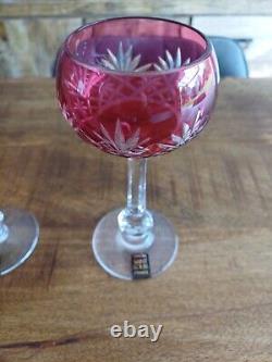 3 ANCIENS VERRES A VIN ROEMER EN CRISTAL ST LOUIS MODELE MASSENET Ht 17cm Neuf