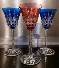 3 Anciens verres Roemer Vin cristal doublé de st Louis modèle Tarn couleurs