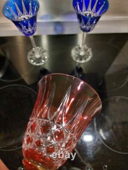 3 Anciens verres Roemer Vin cristal doublé de st Louis modèle Tarn couleurs