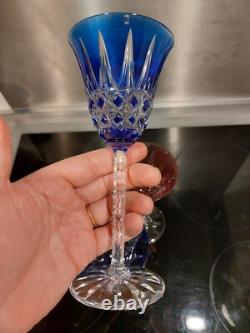3 Anciens verres Roemer Vin cristal doublé de st Louis modèle Tarn couleurs