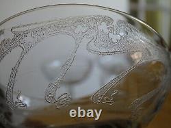4 ANCIENNES COUPES A CHAMPAGNE CRISTAL GRAVURE ART NOUVEAU ht 12 cm