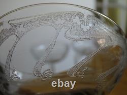 4 ANCIENNES COUPES A CHAMPAGNE CRISTAL GRAVURE ART NOUVEAU ht 12 cm