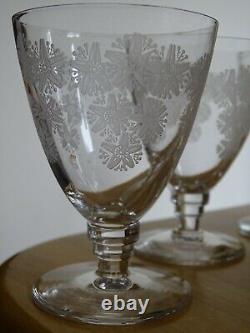 4 ANCIENS VERRES APERITIF CRISTAL GRAVURE ACIDE ART DECO ATTRIBUE ST LOUIS 9 cm