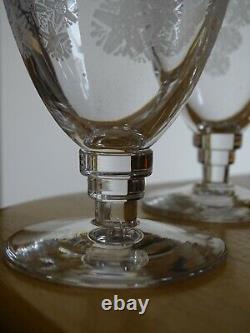4 ANCIENS VERRES APERITIF CRISTAL GRAVURE ACIDE ART DECO ATTRIBUE ST LOUIS 9 cm
