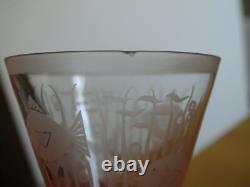 4 ANCIENS VERRES A APERITIF CRISTAL POISSON STYLISER ART DECO GRAVURE ACIDE 8 cm