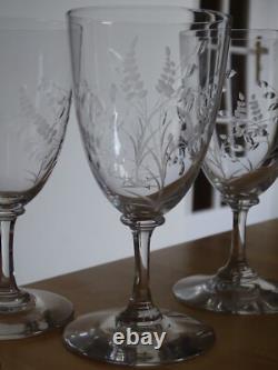 4 ANCIENS VERRES A EAU EN CRISTAL GRAVER QUALITE STYLE NAPOLEON III 19 EME 15 cm