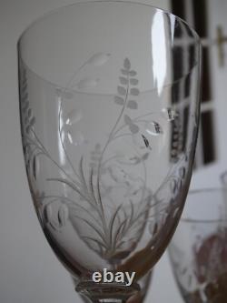 4 ANCIENS VERRES A EAU EN CRISTAL GRAVER QUALITE STYLE NAPOLEON III 19 EME 15 cm