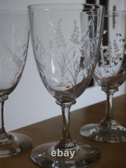 4 ANCIENS VERRES A EAU EN CRISTAL GRAVER QUALITE STYLE NAPOLEON III 19 EME 15 cm