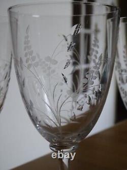 4 ANCIENS VERRES A EAU EN CRISTAL GRAVER QUALITE STYLE NAPOLEON III 19 EME 15 cm