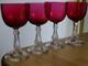 4 ANCIENS VERRES A VIN CRISTAL BACCARAT ST LOUIS DOUBLER COLORER ROUGE 12,5 cm