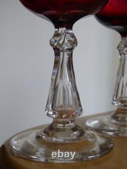 4 ANCIENS VERRES A VIN CRISTAL BACCARAT ST LOUIS DOUBLER COLORER ROUGE 12,5 cm