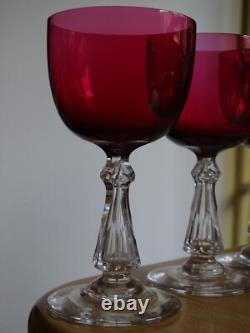 4 ANCIENS VERRES A VIN CRISTAL BACCARAT ST LOUIS DOUBLER COLORER ROUGE 12,5 cm
