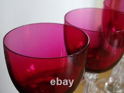 4 ANCIENS VERRES A VIN CRISTAL BACCARAT ST LOUIS DOUBLER COLORER ROUGE 12,5 cm