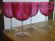 4 ANCIENS VERRES A VIN CRISTAL STYLE BACCARAT DOUBLER COLORER ROUGE ht 11,5 cm