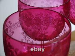 4 ANCIENS VERRES A VIN CRISTAL STYLE BACCARAT DOUBLER COLORER ROUGE ht 11,5 cm