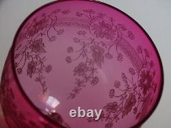 4 ANCIENS VERRES A VIN CRISTAL STYLE BACCARAT DOUBLER COLORER ROUGE ht 11,5 cm