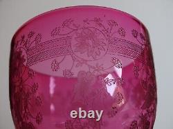 4 ANCIENS VERRES A VIN CRISTAL STYLE BACCARAT DOUBLER COLORER ROUGE ht 11,5 cm