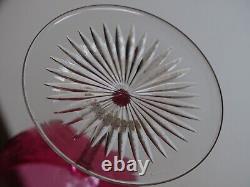 4 ANCIENS VERRES A VIN CRISTAL STYLE BACCARAT DOUBLER COLORER ROUGE ht 11,5 cm