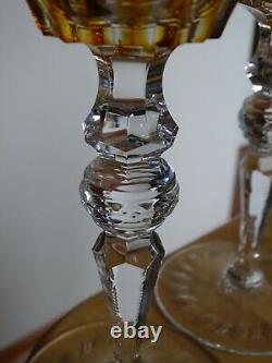 4 ANCIENS VERRES A VIN ROEMER CRISTAL DOUBLE COLORE 19,5 cm