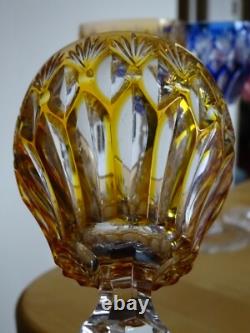 4 ANCIENS VERRES A VIN ROEMER CRISTAL DOUBLE COLORE 19,5 cm