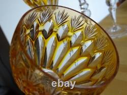 4 ANCIENS VERRES A VIN ROEMER CRISTAL DOUBLE COLORE 19,5 cm