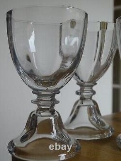 4 ANCIENS VERRES A VIN ROUGE EN CRISTAL SERVICE A PIED CLOCHE UNI 11 cm 10 cls