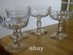 4 Anciennes Coupes A Champagne Modele Ecailles Et Diamant Cristal Style Baccarat