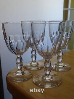 4 Anciens Verres A Eau Cristal Style Baccarat Double Balustre Ht 15 CM