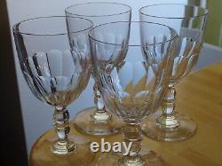 4 Anciens Verres A Eau Cristal Style Baccarat Double Balustre Ht 15 CM