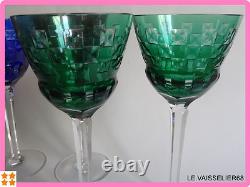 4 Anciens Verres A Vin De Couleur Roemer Cristal Art Deco