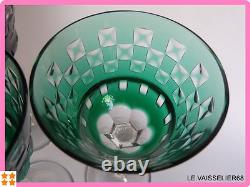4 Anciens Verres A Vin De Couleur Roemer Cristal Art Deco
