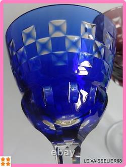 4 Anciens Verres A Vin De Couleur Roemer Cristal Art Deco
