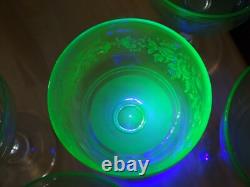 4 Anciens Verres A Vin Ouraline Cristal Art Nouveau Gravure Style Napoleon III